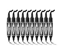Zebra Pen Permanent Marker Pens HI Mckie Bold - Dual Tip (Bullet & Chisel) - Black, 10 Pack