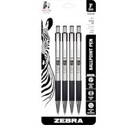 Zebra Pen F-301 Retractable Ballpoint Pen, Stainless Steel Barrel, Fine Point, 0.7mm, Black Ink, 4-Pack (Packaging May Vary)