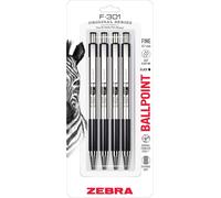 Zebra Pen F-301 Retractable Ballpoint Pen, Stainless Steel Barrel, Fine Point,