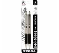 Zebra Pen F-402 Retractable Ballpoint Pen, Stainless Steel Barrel, Fine Point, 0.7mm, Black Ink, 2-Pack