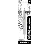 Zebra Pen F-701 Retractable Ballpoint Pen, Stainless Steel Barrel, Fine Point,