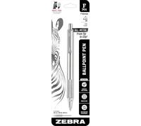 Zebra Pen F-701 Retractable Ballpoint Pen, Stainless Steel Barrel, Fine Point,