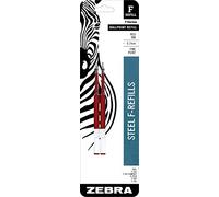 Zebra F-Series Ballpoint Stainless Steel Pen Refill, Fine Point, 0.7mm, Red Ink, 2-Count