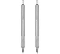Zebra Pen F-xMD Retractable Ballpoint Pen - Smooth 1.0mm Nib Tip - Silver Stainless Steel Barrel - Black Ink - Pack of 2 Pens