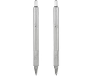 Zebra Pen F-xMD Retractable Ballpoint Pen - Smooth 1.0mm Nib Tip - Silver Stainless Steel Barrel - Black Ink - Pack of 2 Pens