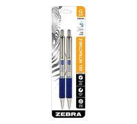 Zebra Pen G-402 Stainless Steel Retractable Gel Ink Pen, Premium Metal Barrel, Fine Point, 0.5mm, Blue Ink, 2-Pack