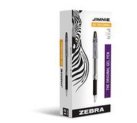 Zebra Pen Jimnie Roller Ball Stick Gel Pen, Black Ink, Medium Point, 0.7mm, 12-Count (44110)