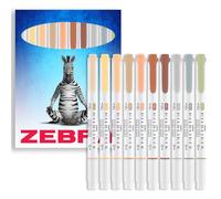Zebra Pen Mildliner Creative Marker Highlighter Pens - Double Ended Chisel & Bullet Tip Nib - Ideal for School, Revision, Scrapbooking, Bullet Journaling, Writing - In Cardboard Wallet (Natural)