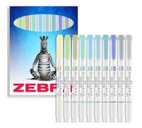 Zebra Pen Mildliner Creative Marker Highlighter Pens - Double Ended Chisel & Bullet Tip Nib - Ideal for School, Revision, Scrapbooking, Bullet Journaling, Writing - In Cardboard Wallet (Cool Tones)
