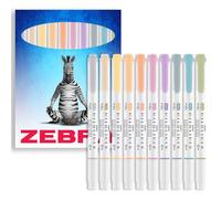 Zebra Pen Mildliner Creative Marker Highlighter Pens - Double Ended Chisel & Bullet Tip Nib - Ideal for School, Revision, Scrapbooking, Bullet Journaling, Writing - In Cardboard Wallet (Pastel)