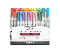Zebra Pen Mildliner Double Ended Brush Pen, Brush and Point Tips, Assorted Ink Colors, 25-Pack, Multicolor (79125)