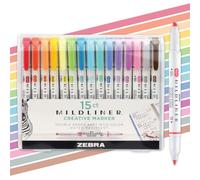 Zebra Pen Mildliner Double Ended Highlighter Broad and Fine Tips Assorted colors 15-Count