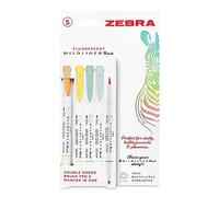 Zebra Mildliner Double Ended Brush Pen Assorted Fluorescent (Pack 5) 2691