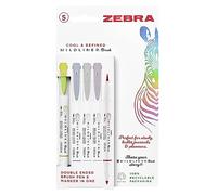 Zebra Mildliner Double Ended Brush Pen Assorted Cool and Refined (Pack 5) 2692