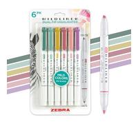Zebra Pen Mildliner Dual-Tip Highlighter Marker Set, Chisel Tip, Ideal for Bible Highlighting, No Bleed, School Supplies and Teacher Supplies, Assorted Mild Colors, 6-Pack (78906)