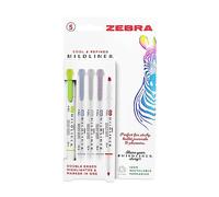 Zebra Pen MILDLINER Dual Tip Highlighter Pens, Pastel Highlighters For Adults, Broad & Fine Tip Markers & Highlighters, Double Ended Pens, 5 Pk - Cool & Refined Colours