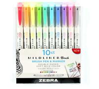 Zebra Pen Mildliner Highlighter Double Ended Brush Pen Assorted Wallet of 10