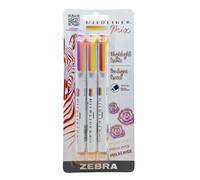 Zebra Pen Mildliner Mix Dual Colour Highlighter Marker Set, Chisel Tip, No Bleed Assorted Warm Colours, 3-Pack (77793)