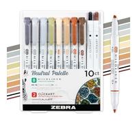 Zebra Pen Neutral Palette Set, Includes 8 Mildliner Highlighters and 5 ClickArt Markers, Assorted Neutral Vintage Ink Colors, 10-Pack
