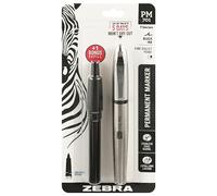 Zebra Pen PM-701 Stainless Steel Permanent Marker, Fine Bullet Tip, Black Ink, 120 Hours Cap Off Time, Refillable, 1-Count, Bonus Refill