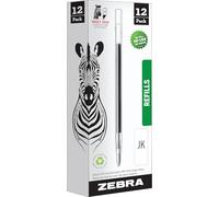 Zebra Pen Refill - Compatible with Zebra G750, G301, G450, & G350 - Stainless Steel Gel Ink Pen Jk Refill - Medium Point - 0.7mm - Black Ink - 12 Count