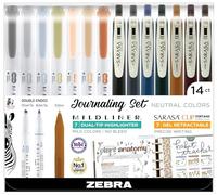 Zebra Pen Sarasa Clip Vintage and Mildliner Neutral Set, Ideal for Bible Highlighting, No Bleed, Ideal for Bible Highlighting and Bullet Journaling, Fine Point, Assorted Colors, 14-Pack (10114)