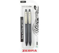 ZEBRA Pen SARASA Gel CLIP Vintage Black Ink Retractable Gel Pen 2 Pk - 0.7mm Black Gel Pens, Acid-Free, Water-Resistant, Rapid Dry, Archival Quality, Refillable Gel Pens with Alligator Clip