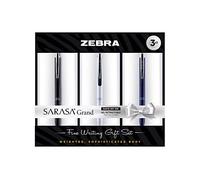 Zebra Pen Sarasa Grand Retractable Gel Pen Gift, White/Black/Navy Barrel, Mediun Point, 0.7mm, Black Ink, 3-Pack