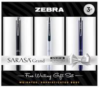 Zebra Pen Sarasa Grand Retractable Gel Pen Gift, White/Black/Navy Barrel, Mediun Point, 0.7mm, Black Ink, 3-Pack
