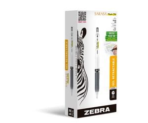 Zebra Pen Sarasa Mark ON Gel Retractable Pen, Fine Point, 0.5mm, Black Ink, 12-Pack