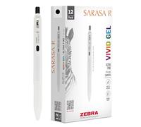Zebra Pen Sarasa R Retractable Gel Pen, Extra Fine Point 0.4mm, School & Journaling Supplies, Rubber Grip, Binder Clip, Black Water-Resistant Ink, 12-Pack (47710)