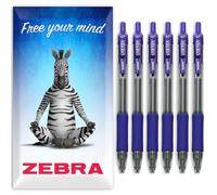 Zebra Pen Sarasa Retractable Gel Ink Rollerball - Fast Drying - 0.7mm - Blue Ink - Pack of 6 Pens in Envelope Gift Packaging