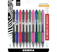 Zebra Pen Retractable Gel Pen Sarasa – 0.7mm Medium Point, Assorted Fashion Color Ink, 10-Pack