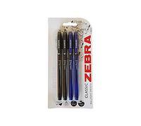 Zebra Pen Z-Grip Basics Ballpoint Smooth Pen, Medium Point, 1.0mm, Assorted Ink Colors, 4-Pack