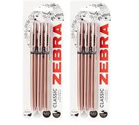 Zebra Pen Z Grip Black Ballpoint With Triangular Barrel, Rose Gold, Medium Point, Black Ink, Reliable Biro for Everyday Use - 3 Pack of 2