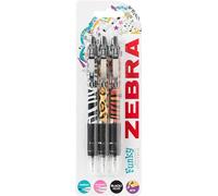 ZEBRA Pen Z Grip Black Pens Ballpoint, Smooth & Funky Ballpoint Pens With Pocket Clip, Retractable Black Ink Ballpoints, Reliable Black Biro Multipack - Animal Design, 3pk, packaging may vary