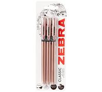 Zebra Pen Z Grip Black Pens Ballpoint, Super Trendy Rose Gold Ballpoint Pens With Triangular Barrel, Black Ink, Reliable Black Biro Multipack For Everyday Use - Medium Point, 3 pk