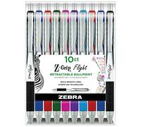 Zebra Pen Z-Grip Flight Retractable Ballpoint Pen, Bold Point, 1.2mm, Assorted Color Ink, 10-Pack (21901)