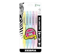 Zebra Pen Z-Grip Pastel Retractable Ballpoint Pen, Assorted Color Barrel, Medium Point, 1.0mm, Black Ink, 5-Pack