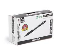 Zebra Pen Z-Grip Retractable Ballpoint Pen, Medium Point, 1.0mm, Black Ink, 36-Pack