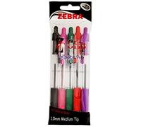 Zebra Pen Z-Grip Retractable Ballpoint Pen, Medium Point, 1.0mm, Black, Red, Green, Pink and Violet Ink, 5-Pack