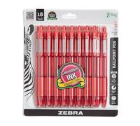 Zebra Pen Z-Grip Retractable Ballpoint Pen, Medium Point, Red Ink, 18-Pack: 22318