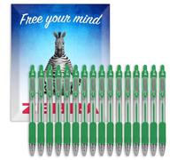 Zebra Pen Z-Grip Retractable Ballpoint Pens - 1.0mm Nib - Pack of 16 - In Envelope Gift Packaging - School, Writing, Work, Office (Green)