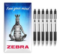 Zebra Pen Z-Grip Retractable Ballpoint Pens - 1.0mm Nib - Pack of 6 - In Envelope Gift Packaging - School, Writing, Work, Office (Black)