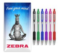 Zebra Pen Z-Grip Retractable Ballpoint Pens - 1.0mm Nib - Pack of 6 - In Envelope Gift Packaging - School, Writing, Work, Office (Assorted)