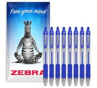 Zebra Pen Z-Grip Retractable Ballpoint Pens - 1.0mm Nib - Pack of 8 - In Envelope Gift Packaging - School, Writing, Work, Office (Blue)