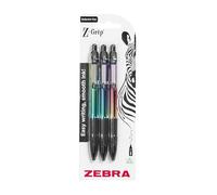 Zebra Pen Z-GRIP Smooth Elegance Metallic Ballpoint Pens 3pk - Black Ink 1.0mm Medium Point Retractable Ink Pens with Clip, Smooth Writing Pens with Comfort Grip, 3 Pens Multipack