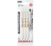 ZEBRA Pen Z-GRIP Smooth Glam Black Ink Ballpoint Pens 3pk 1.0mm Medium Point Retractable Ink Pens with Clip - Smooth Writing Pens with Low Viscosity Ink, Comfort Grip - 3 Pens Multipack (White Marble)