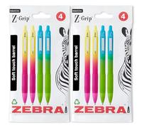 Zebra Pen Z-Grip Smooth Retractable Ballpoint Pen - Bright Gradient - Black Ink - Yellow/Pink, Blue/Green - Pack of 8 Pens - Fun, Office, Home, Work Stationery Supplies