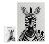 Zebra Portrait Black And White: Relaxing Home Activity, 300 PCS Displayable Picture Puzzle, with A Decorative Finished Picture